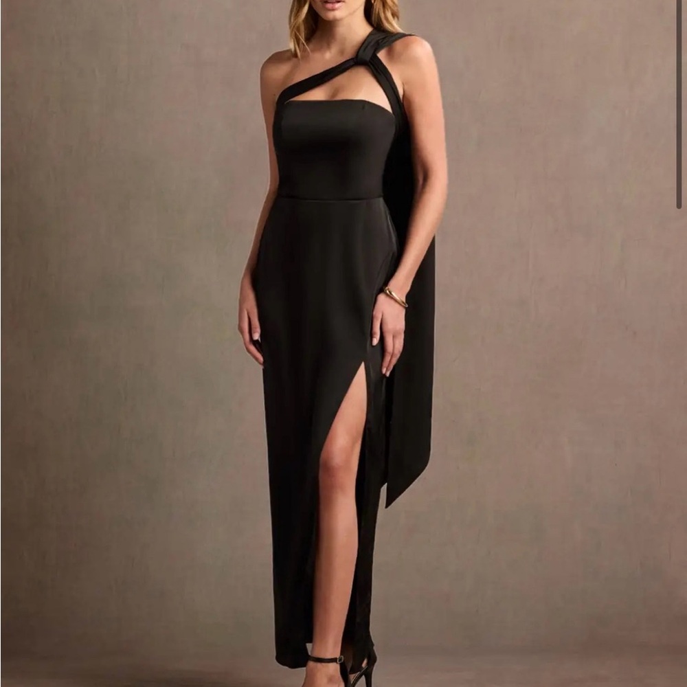 Azazie Satin Black One-Shoulder Dress